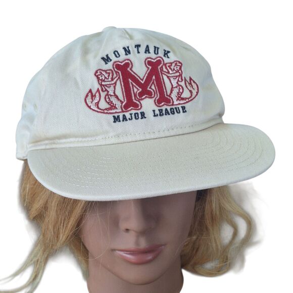 Anthropologie Coney Island Picnic Montauk Major League Cap Baseball Hat Ivory - Picture 2 of 16